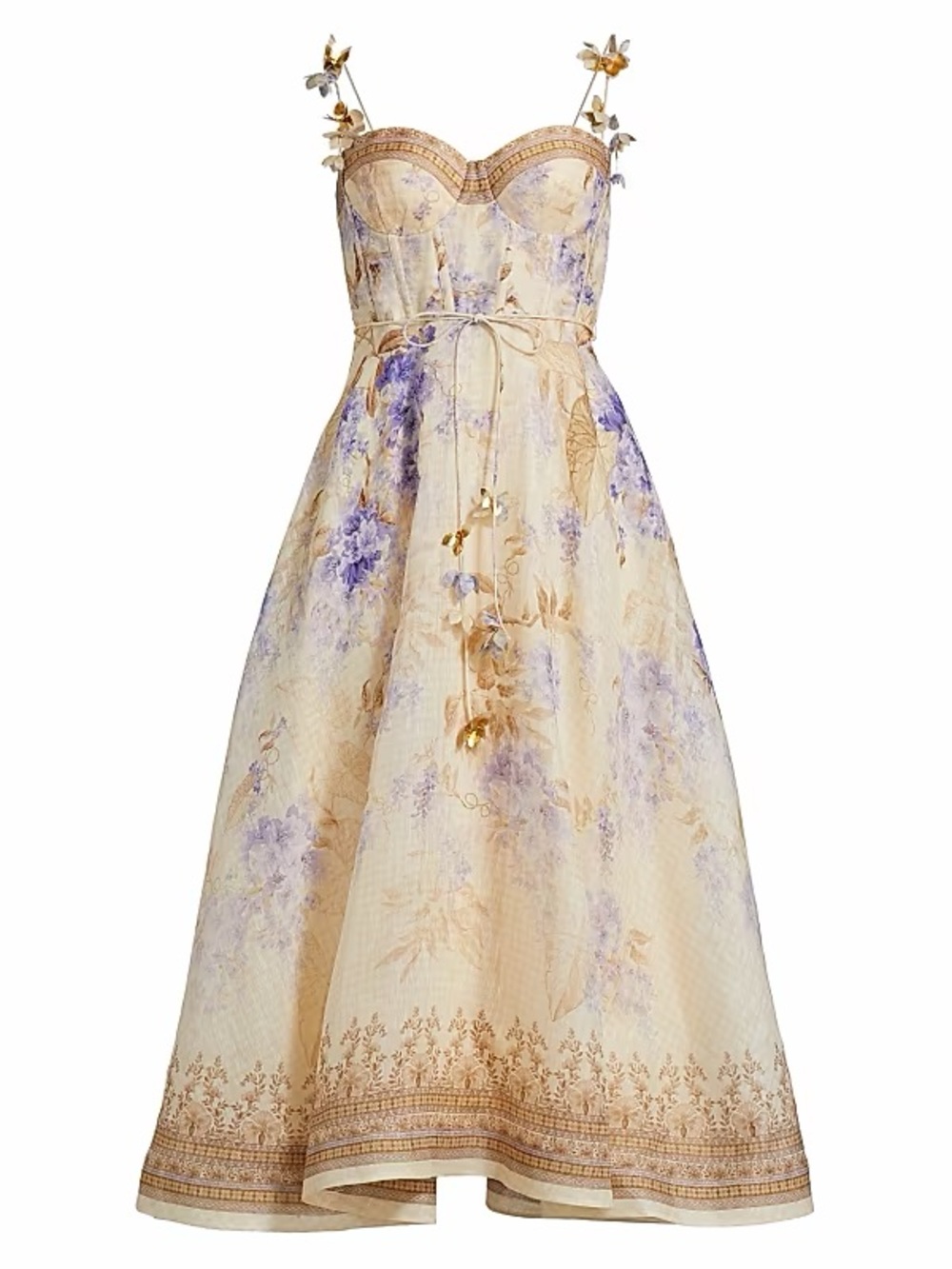 Zimmermann Cream Dress with Lavender Floral Accents